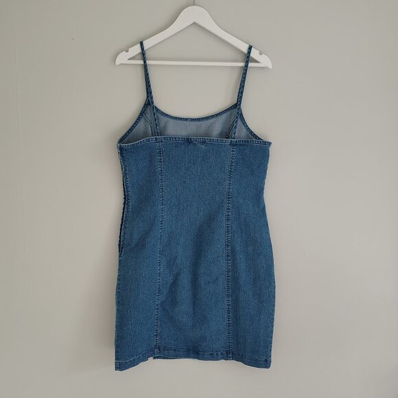 Cabana by Crown & Ivy Denim Stretch Spaghetti Strap Mini Dress - Size XL - Picture 2 of 5